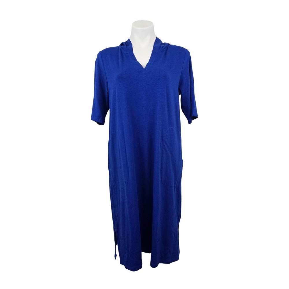 Cuddl Duds Cotton Core‎ Hoodie Lounger Dress Blue Small